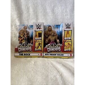 WWE Knuckle Crunchers Series 4 set of 2 figures The Rock and Seth Rollins
